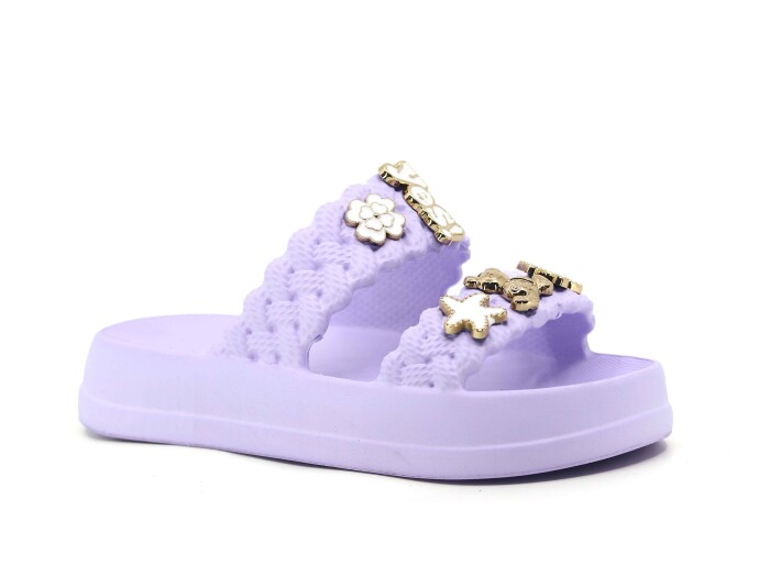 Lotus Filet Eva-33 Çift Bant Örgülü Taşlı Lux Eva Terlik Lila - 1