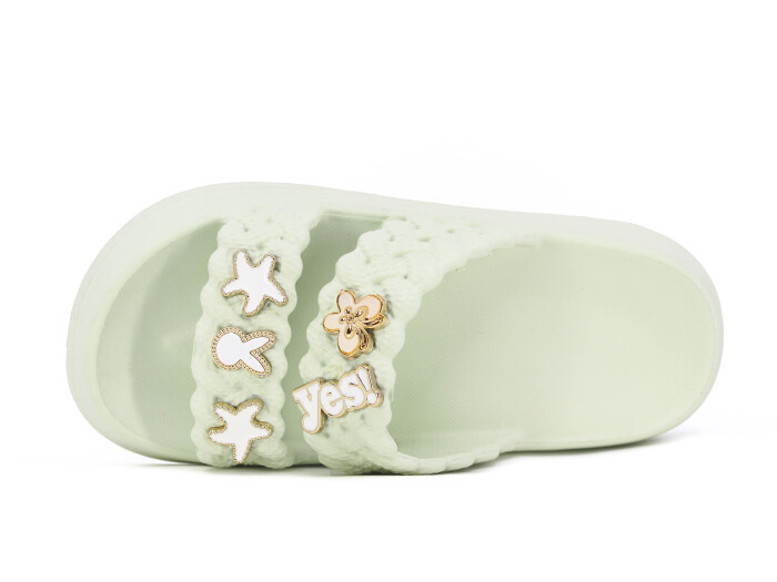 Lotus Filet Eva-33 Çift Bant Örgülü Taşlı Lux Eva Terlik Mint Yeşili - Lotus (1)