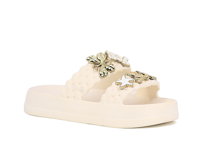 Lotus Filet Eva-33 Çift Bant Örgülü Taşlı Lux Eva Terlik Sedef - 1