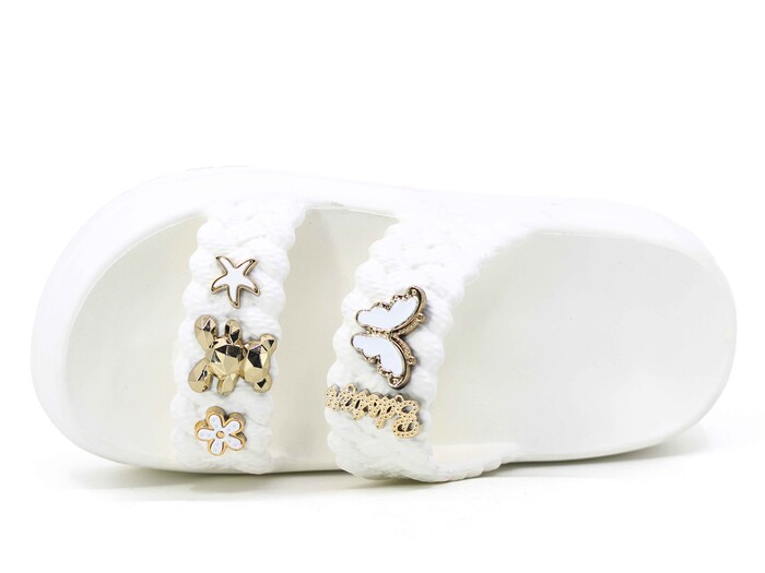 Lotus Zenne Eva-18 2 Bant Örgülü Taşlı Lux Eva Terlik Beyaz - Lotus (1)