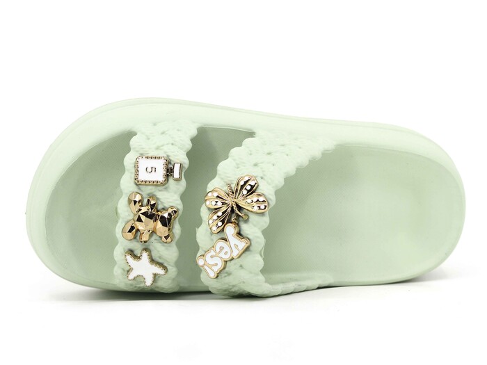 Lotus Zenne Eva-18 2 Bant Örgülü Taşlı Lux Eva Terlik Mint Yeşili - Lotus (1)