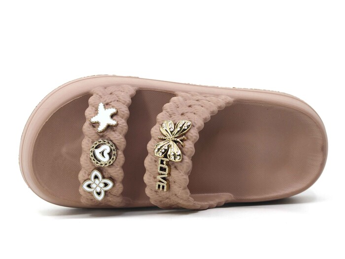 Lotus Zenne Eva-18 2 Bant Örgülü Taşlı Lux Eva Terlik Vizon - Lotus (1)