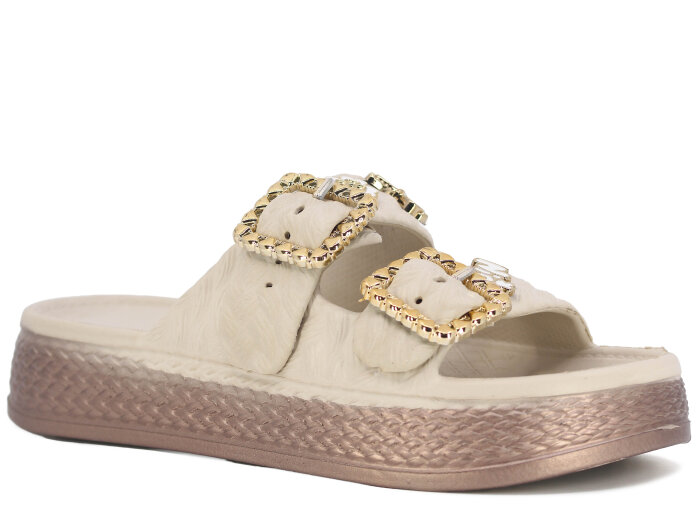 Lotus Zenne Gökçe 5000-1 Çift Toka Boyalı Lux Eva Terlik Krem - 1