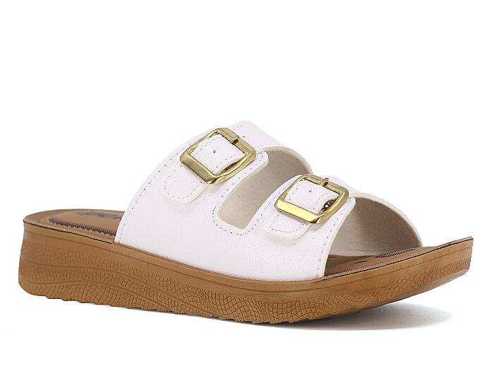 Lotus Zenne İpek 100 Çift Toka Poli Günlük Terlik Beyaz - Lotus