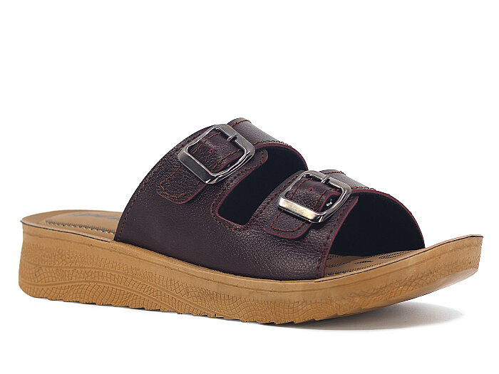 Lotus Zenne İpek 100 Çift Toka Poli Günlük Terlik Bordo - 1