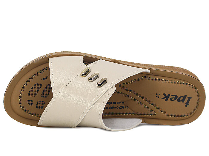 Lotus Zenne İpek 110 Çapraz Poli Günlük Terlik Krem - Lotus (1)