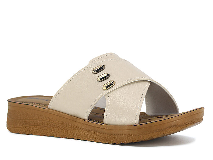 Lotus Zenne İpek 110 Çapraz Poli Günlük Terlik Krem - Lotus