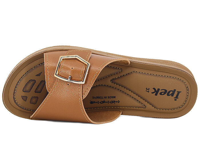 Lotus Zenne İpek 130 Tek Toka Poli Günlük Terlik Taba - 2