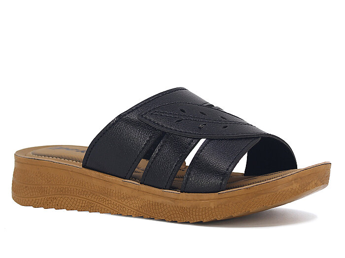 Lotus Zenne İpek Yapraklı Poli Günlük Terlik Siyah - 1