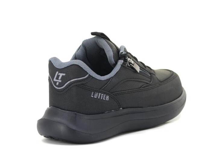 Lutter Zenne 502 Fermuarlı Cilt Spor Ayakkabı Siyah - Füme