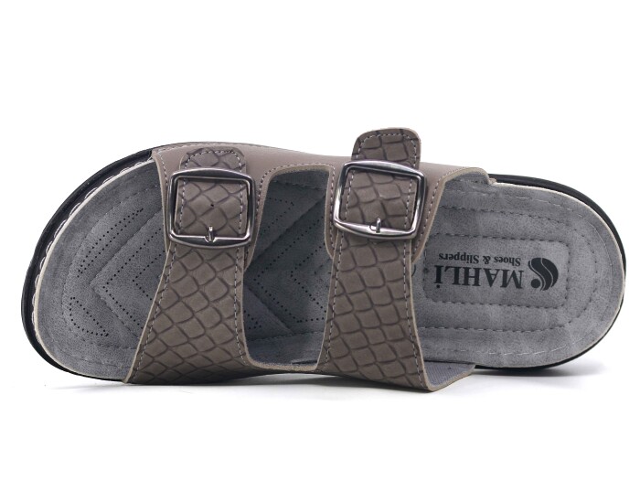 Mahli Merdane M01-03 Çift Toka Monta Poşetli Günlük Terlik Gri - 2