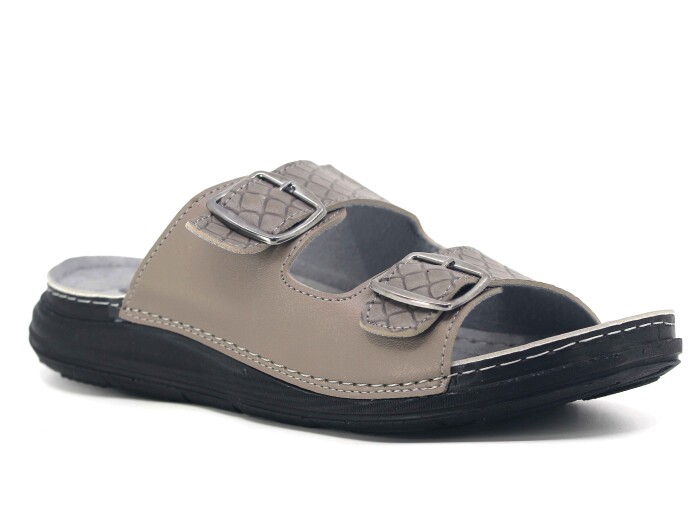 Mahli Merdane M01-03 Çift Toka Monta Poşetli Günlük Terlik Gri - Mahli