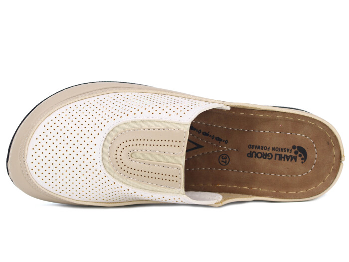 Mahli Zenne MH-Z01-911 Monta Poşetli Kapalı Terlik Bej - Beyaz - Mahli (1)