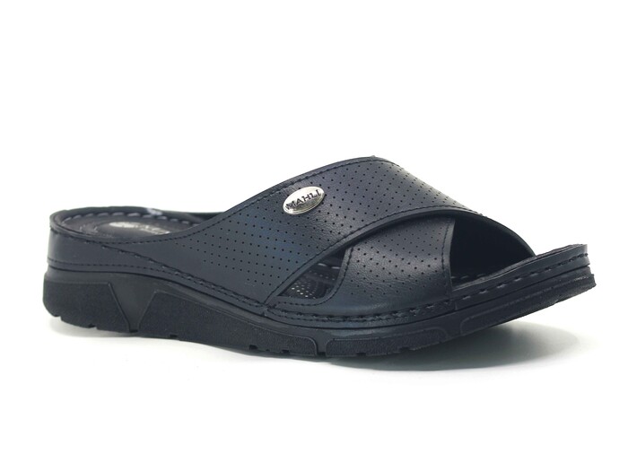 Mahli Zenne MH-Z03-12 Çapraz Monta Kutulu Günlük Terlik Siyah - Mahli