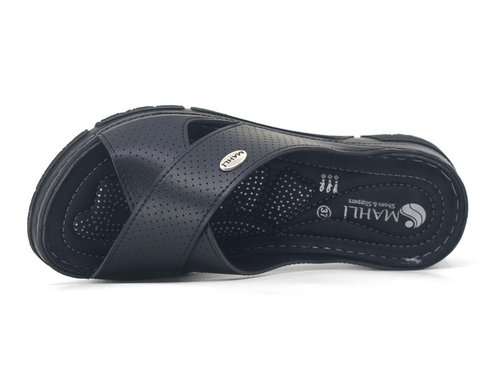 Mahli Zenne MH-Z03-12 Çapraz Monta Kutulu Günlük Terlik Siyah - Mahli (1)