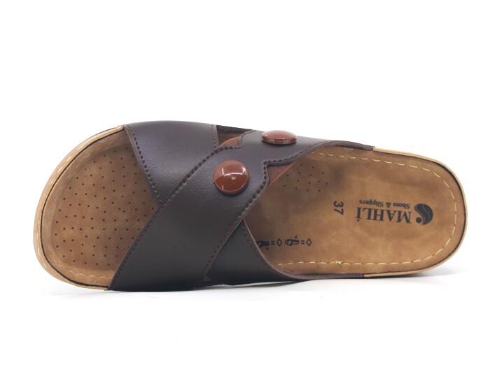 Mahli Zenne MH-Z06-15 Çapraz Monta Kutulu Günlük Terlik Kahve - Mahli (1)