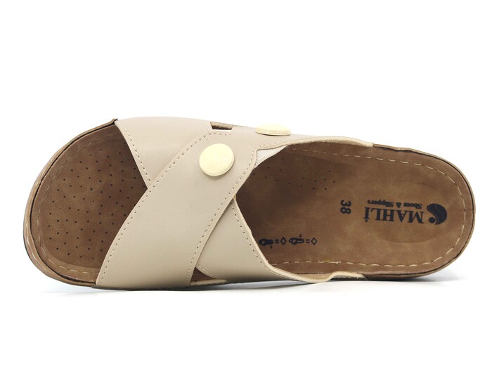 Mahli Zenne MH-Z06-15 Çapraz Monta Kutulu Günlük Terlik Krem - Mahli (1)