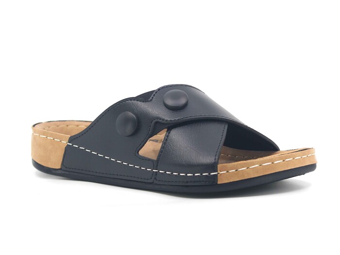 Mahli Zenne MH-Z06-15 Çapraz Monta Kutulu Günlük Terlik Siyah - Mahli