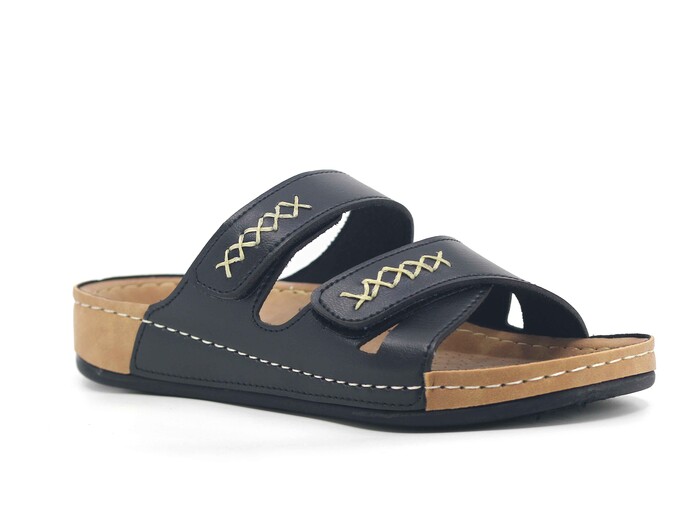 Mahli Zenne MH-Z06-20 Cırtlı Monta Kutulu Günlük Terlik Siyah - Mahli