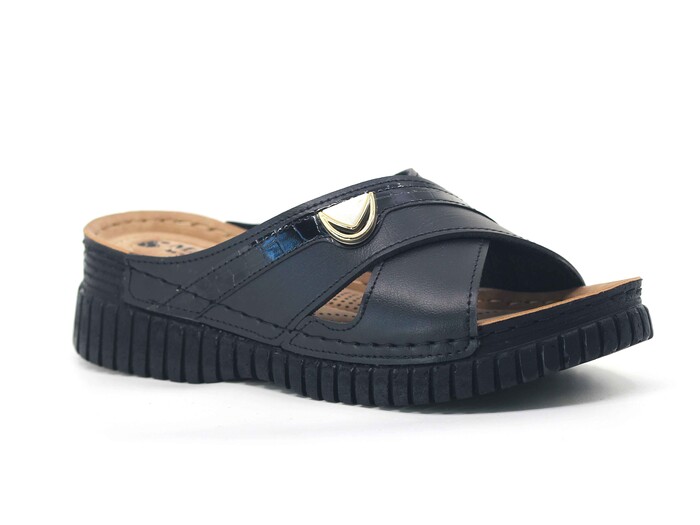 Mahli Zenne MH-Z08-09 Çapraz Taşlı Monta Kutulu Günlük Terlik Siyah - Mahli