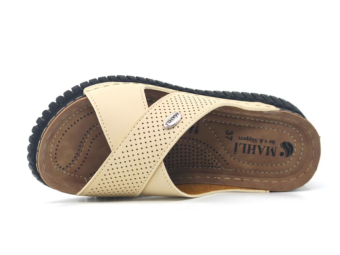 Mahli Zenne MH-Z08-25 Çapraz Monta Kutulu Günlük Terlik Krem - Mahli (1)