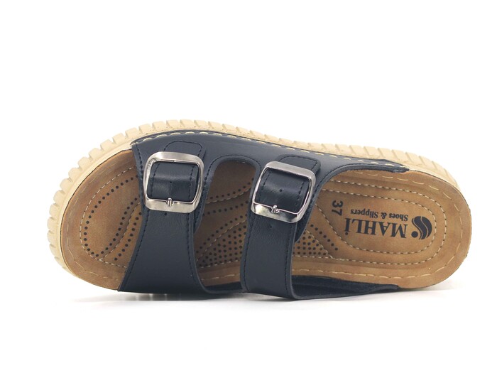 Mahli Zenne MH-Z08-38 Çift Toka Monta Kutulu Günlük Terlik Siyah - Mahli (1)