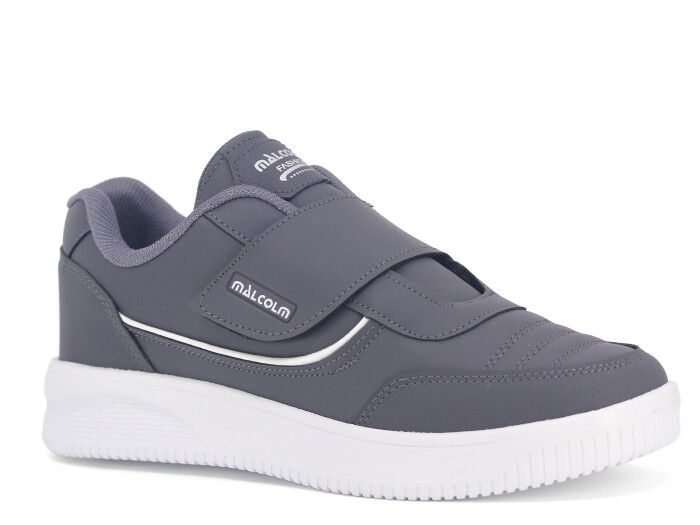 Malcolm Merdane 1091 Cırtlı Cilt Spor Ayakkabı Füme - Beyaz - 1