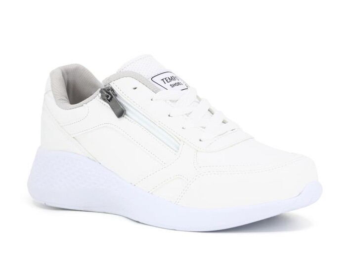 Tempo Zenne 04 Fermuarlı Cilt Spor Ayakkabı Beyaz - Beyaz - Tempo