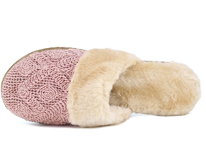 Melodi Zenne Örgülü Peluşlu Ev Terliği Pudra - 2