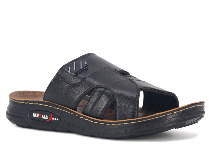 Metmax Merdane 251 Yiğit Monta Kutulu Günlük Terlik Siyah - Metmax