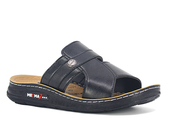 Metmax Merdane 253 Yiğit Monta Kutulu Günlük Terlik Siyah - 1