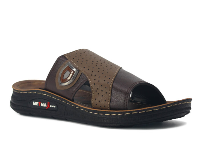 Metmax Merdane 258 Yiğit Monta Çapraz Tokalı Kutulu Günlük Terlik Kahve - 1