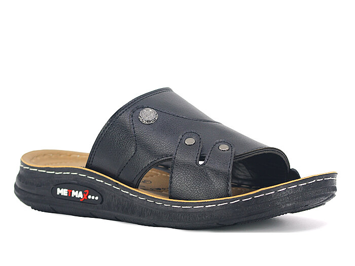 Metmax Merdane 265 Yiğit Monta Kutulu Günlük Terlik Siyah - Metmax