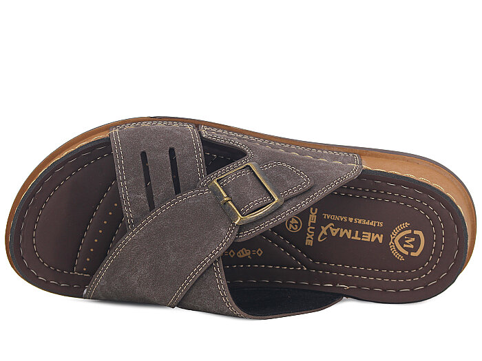 Metmax Merdane 306 Deluxe Çapraz Kutulu Günlük Terlik Kahve - 2