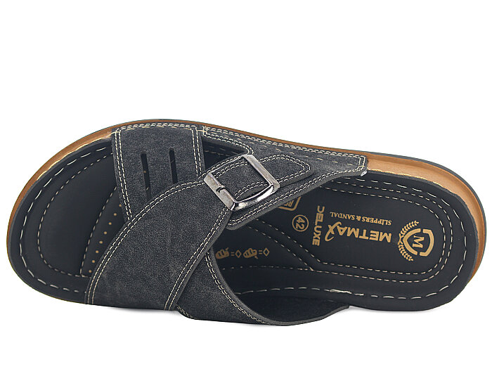 Metmax Merdane 306 Deluxe Çapraz Kutulu Günlük Terlik Siyah - Metmax (1)