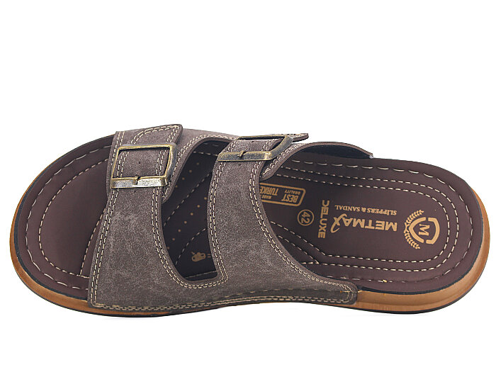 Metmax Merdane 309 Deluxe Çift Toka Kutulu Günlük Terlik Kahve - 2