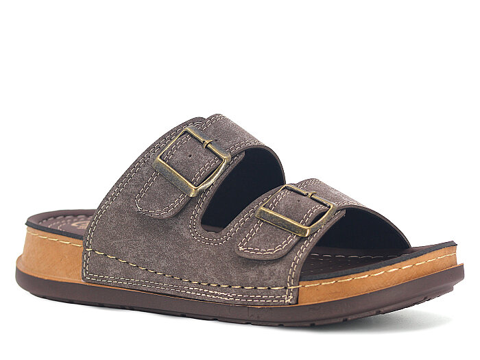 Metmax Merdane 309 Deluxe Çift Toka Kutulu Günlük Terlik Kahve - 1