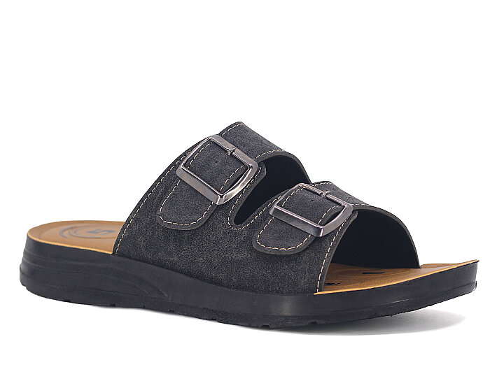 Metmax Merdane 401 Barlas Pedli Çift Toka Poşetli Günlük Terlik Siyah - 1