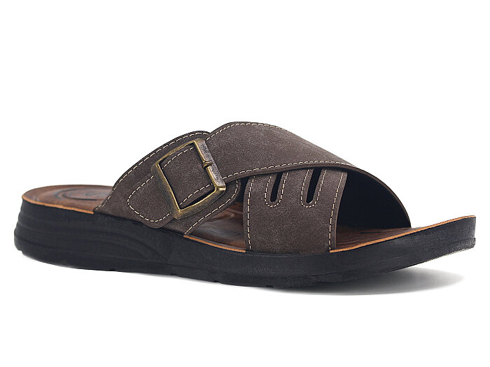 Metmax Merdane 406 Barlas Pedli Çapraz Poşetli Günlük Terlik Kahve - Metmax