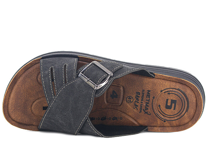 Metmax Merdane 406 Barlas Pedli Çapraz Poşetli Günlük Terlik Siyah - Metmax (1)