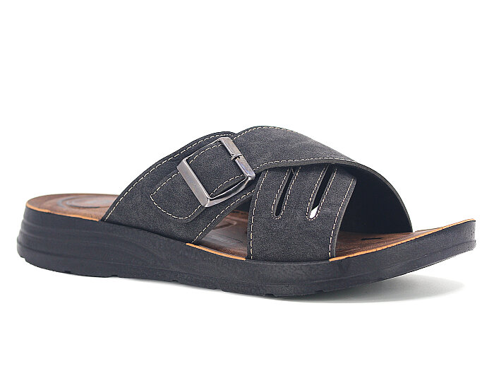 Metmax Merdane 406 Barlas Pedli Çapraz Poşetli Günlük Terlik Siyah - 1