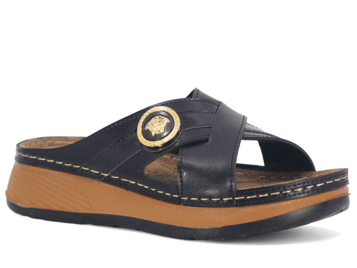 Metmax Zenne 1101 Elmas Çapraz Günlük Terlik Siyah - 1