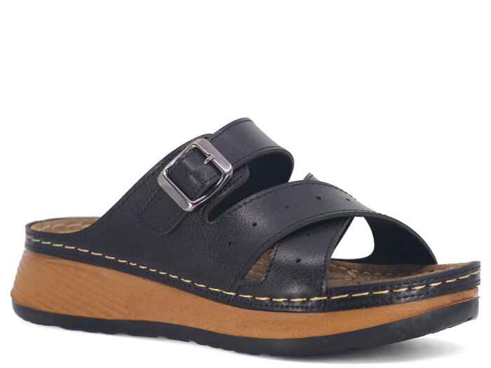 Metmax Zenne 1106 Elmas Çapraz Tokalı Monta Günlük Terlik Siyah - Metmax