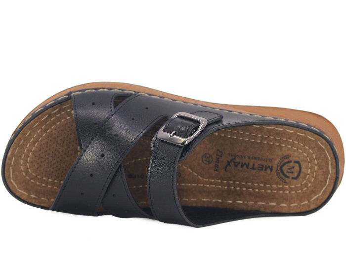 Metmax Zenne 1106 Elmas Çapraz Tokalı Monta Günlük Terlik Siyah - Metmax (1)