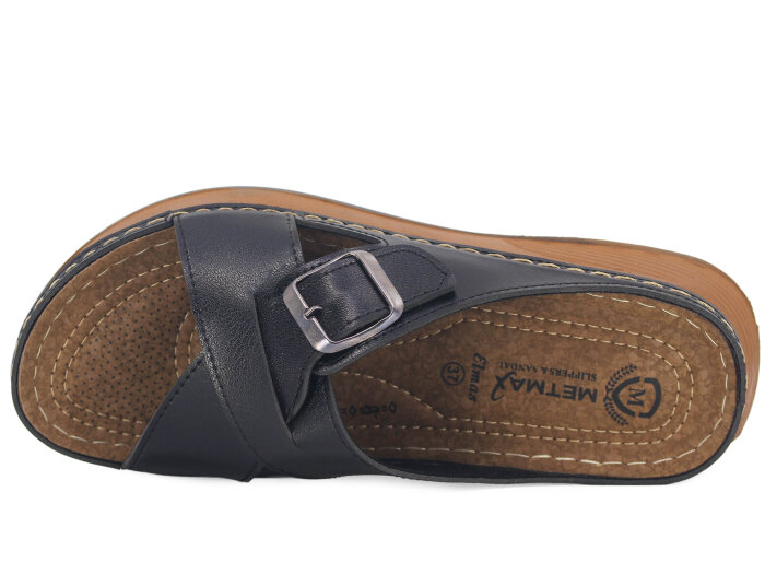 Metmax Zenne 1103 Elmas Çapraz Tek Toka Günlük Terlik Siyah - Metmax (1)