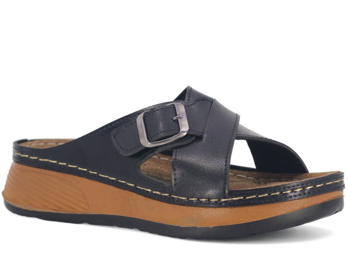 Metmax Zenne 1103 Elmas Çapraz Tek Toka Günlük Terlik Siyah - 1