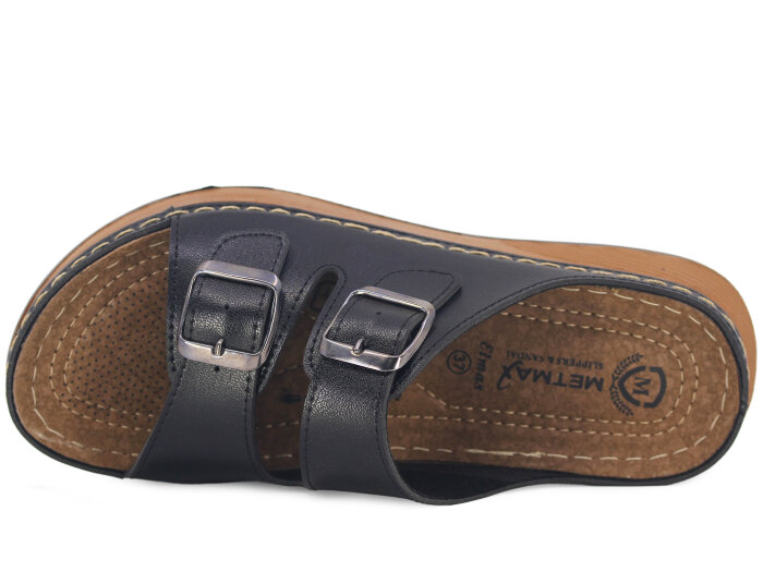 Metmax Zenne 1104 Elmas Çift Toka Günlük Terlik Siyah - Metmax (1)