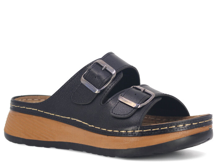 Metmax Zenne 1104 Elmas Çift Toka Günlük Terlik Siyah - Metmax