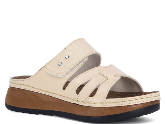 Metmax Zenne 1111 Elmas Cırtlı Taşlı Monta Günlük Terlik Krem - Metmax