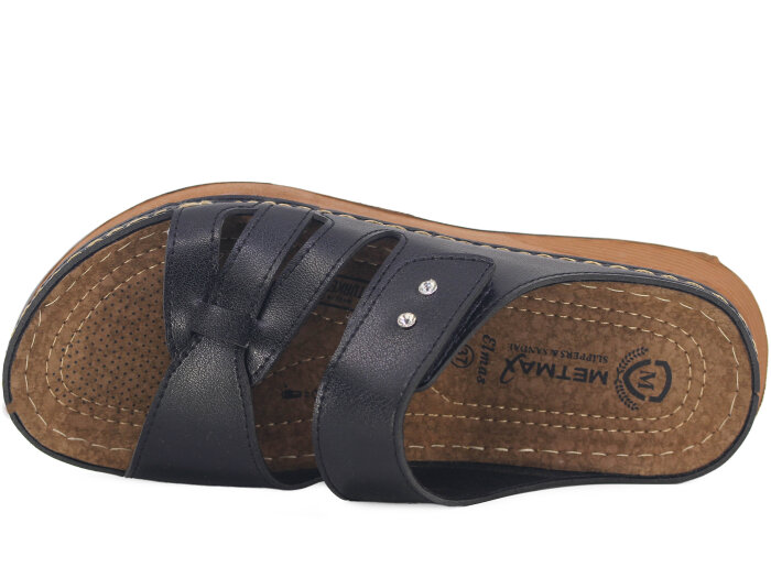 Metmax Zenne 1111 Elmas Cırtlı Taşlı Monta Günlük Terlik Siyah - 2